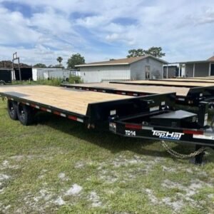 New 2026 Top Hat 8.5 x 24 Flatbed Power Tilt Trailer 14k GVWR