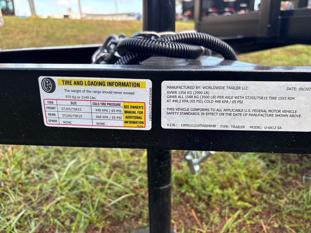 New 2026 Worldwide 6 x 12 Utility Trailer 3.5k GVWR - Image 7