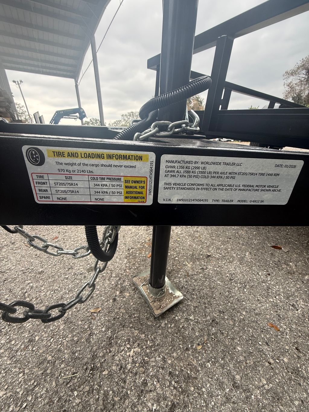 New 2026 Worldwide 6 x 12 Utility Trailer 3.5k GVWR - Image 10